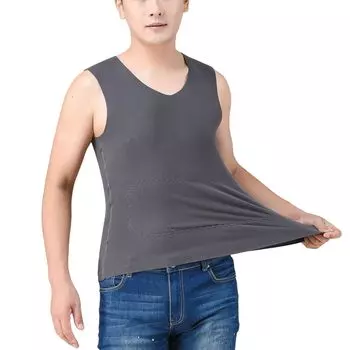 Майка теплая начищенная теплая большая стильная безрукавка холодная защита холодная теплая глубокая [YIXUANAI] топ, мужская футболка, внутренняя одежда, подкладка, генерирующая, однотонная,
