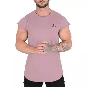 Майка-топ Samy Training без рукавов Muscle Training Gym Sportswear Short Sleeve Tops Large Size Pink 2XL Мужская футболка BS-5137