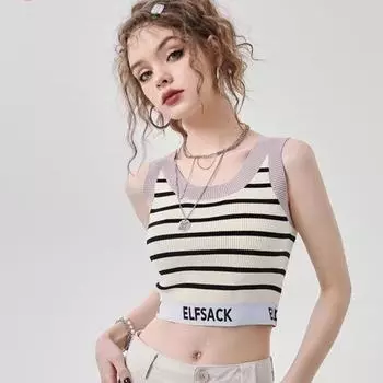Майка в короткую полоску, женская весенне-летняя внутренняя одежда, спортивная верхняя одежда, чистое желание, сладкое и пряное L