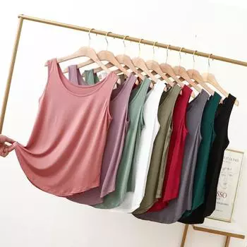 Майки из модала с круглым вырезом от XL до 6XL, летняя женская майка, тонкая свободная футболка без рукавов, однотонная футболка, большой размер XL белый