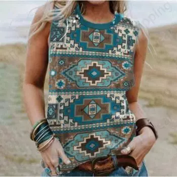 Майки с принтом перьев, женская мода, жилет без рукавов, сексуальный повседневный винтажный топ-майка, повседневные топы с круглым вырезом, женская одежда 2024 M