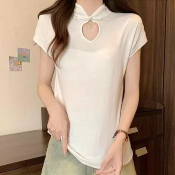 Майки женские летние 2025 года без рукавов воротник-стойка белые черные трикотажные майки майки женские топы JJ258 One Size. чёрный