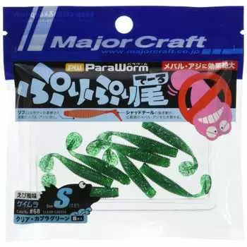 Major Craft Worm Aging Mebaring Puripuri Tail 1.5 #68 Clear Cabra Green S