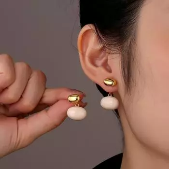 Майяр кремовый бини контрастный цвет полые серьги s925 серебряные иглы мода ins серьги мода