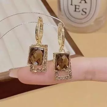 Майяр Ретро Квадратный Кристалл Циркон Геометрические Серьги Для Женщин Модные Висячие Серьги Невесты Свадебные Массивные Ювелирные Изделия коричневый