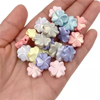 Макарон однотонные модные бусины ручной работы 15 мм с четырьмя листьями травы материал для ожерелья браслета изготовление подвесок DIY ювелирные аксессуары 10 шт. белый