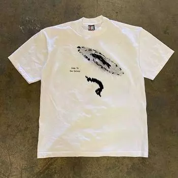 Make Money for Charity 260G Heavy Pure Cotton! Creative Simple Print Harajuku Style Oversize Trendy All-Match White S [260g Heavy weight pure cotton]]