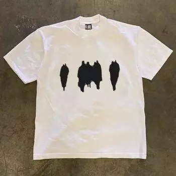 Make Money for Charity 260G Heavy Pure Cotton! Trendy Vintage American Letters Couple look Men s and Women s Loose White S [260g Heavy weight pure cotton]]