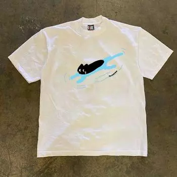 Make Money for Charity 260G Heavy Pure Cotton! American Oversize COUPLE S Women Loose Short sleeve T-shirt Men White L [260g Heavy weight pure cotton]]