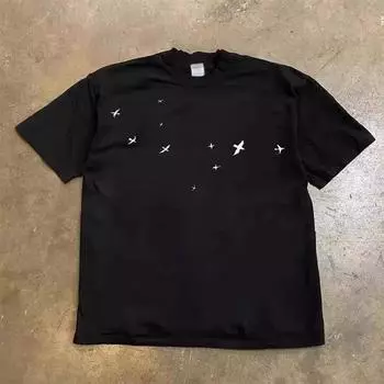 Make Money for Charity 260G Heavy Weight Pure Cotton! Free Bird Niche Style Student Couple Loose Short Sleeve T-shirt Black M [260g Heavy weight pure cotton]]