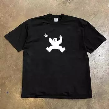 Make Money for Charity 260G Heavy Weight Pure Cotton! Oversize Street Fashion Brand Short Sleeve T-shirt Ins Skateboard Loose Black M [260g Heavy weight pure cotton]]