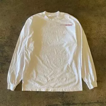 Make Money for Charity 300G Heavy Weight! Small Letter Stylish Men and Women All-Matching Long Sleeves T-shirt White L [300g Heavy weight pure cotton]]