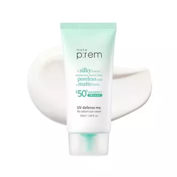 make prem Make Prem UV Defense Me No Sebum Sun Cream 50 мл Солнцезащитный крем для лица и всего тела, блестящая основа для кожи, УФ-основа, основа под макияж, Корея, гладкое покрытие пор, себума