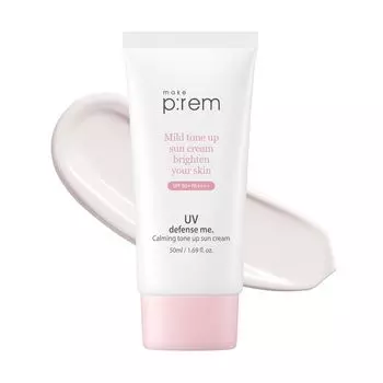 make prem UV Defense Me Успокаивающий тонизирующий солнцезащитный крем 50 мл УФ-защита солнцезащитный крем УФ-база основа под макияж Чувствительная кожа Корея SPF50+PA++++