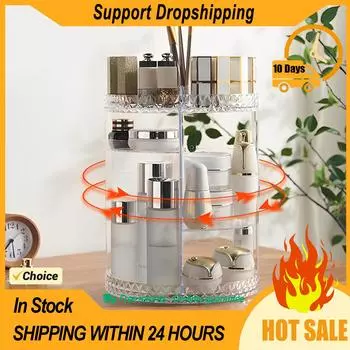 Make Up Organizer Box 360 Degree Rotation Cosmetic Organizer Transparent Fashion Spin Multi-Function Detachable Dressing Table
