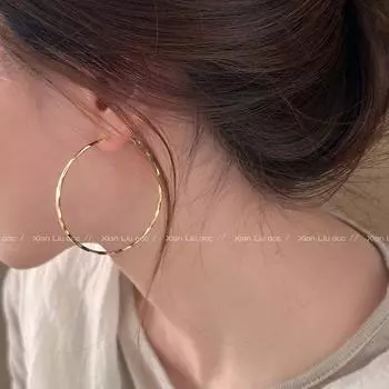 Make Your Face Look Smaller! Elegant Metal round Ring Earrings Female 2025 New Arrival Ear Ring Fancy Minimalist Simple Bracelet Ear Studs Earrings Gold 5cm-Silver Needle