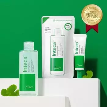 MakePrem Inteca Успокаивающий тоник 200 мл Специальный (+Наполнитель 100мл+Крем 31мл), Корейская косметика