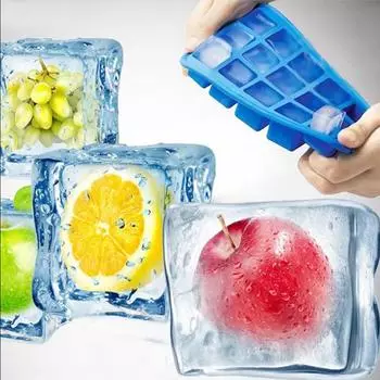 Maker 15 Grids Silicone Large Mold DIY Food Grade Safe Square Drinking Mold Ice Cube Form Home Kitchen Handmade синий