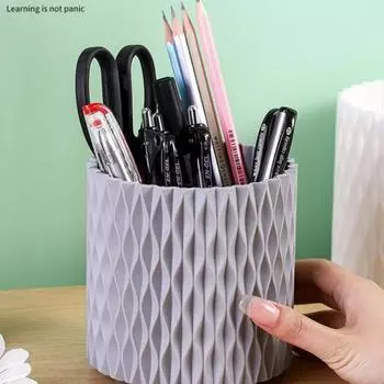 Вращающееся на 360° настольное ведро для макияжа, многофункциональные кисти, подарки, ручка, косметические тени для век, помада, ящик для хранения, пыленепроницаемый органайзер для девочек, женская мода White/Normal