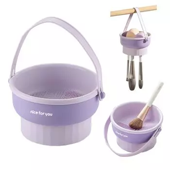 Makeup Brush Cleaner Cosmetic Brush Cleaning Silicone 3in1 Large Capacity Hanging Removable Stand Washing Clean Dry Stylish