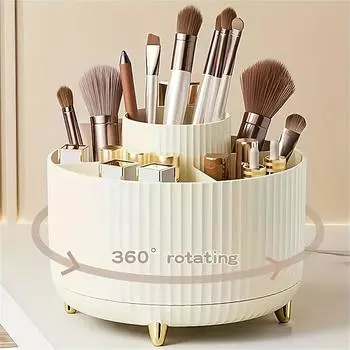 Makeup brush storage container Desktop plastic bucket Dressing table lipstick eyeshadow cell box Stationery cosmetics storage box белый