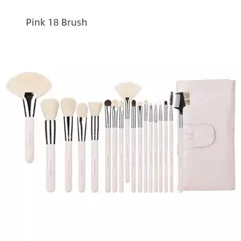 Makeup Brush Suit Animal Hair 18 PCs Makeup Tools Full Set of Brushes Cosmetics Bag Eye Shadow Brush Man-made fiber Pink fiber wool 18 sets of brush