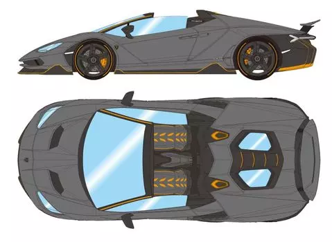 Makeup EIDOLON COLLECTION Lamborghini Centenario Roadster 2016 Rear Wing Up Grigio Telesto Finished Product 1/43 LP770-4