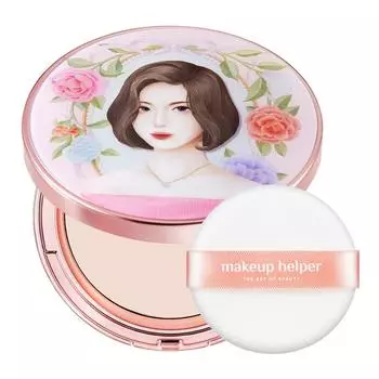 Makeup Helper Art Pact Original Professional Finish 25 г + эксклюзивный набор пуховок, нет. 21 светло-розовый, 1 набор