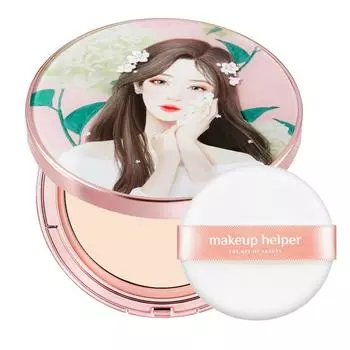 Makeup Helper Art Pact Original Professional Finish 25 г Sweet Sophia x 1 + эксклюзивный набор пуховок, нет. 21 Натуральный бежевый, 1 набор