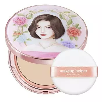 Makeup Helper Art Pact Original Professional Finish 25 г Lovely Rachel + эксклюзивный набор пуховок, нет. 23 Натуральный бежевый, 1 набор