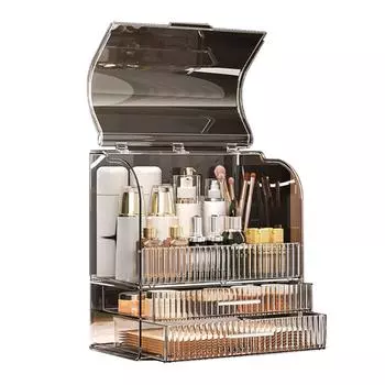 Makeup Organizer Box Large Capacity Clear Cosmetic Storage Container with Lid