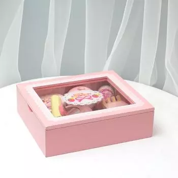 Makeup Play Wooden Box Pink Design Children Educational Development Gift Toys