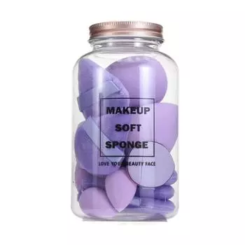 Makeup Sponge 7pcs Puff Teardrop Foundation Sponge Set With Jar Gift Design Drift Bottle Macaron Makeup One Size чёрный