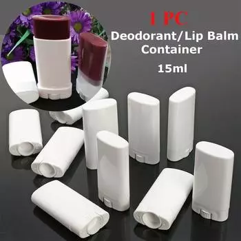 Makeup White Solid DIY Plastic With Lid Oval Lipstick Tube Empty Lip Balm Tube