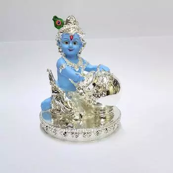 Makhan Krishna | Krishna ji Idol for Home Decor| Laddu Gopal murti for Gifting | Small Krishnaji Statue for Office Desk | Makhan Chor Idol |