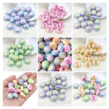 Making Materials Plated Color Fashion 5pcs DIY Bracelet UV Flowers Oblate Loose Beads Necklace Jewelry Accessories Two-color Accessories разноцветный