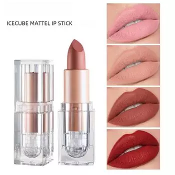 Макияж 12 оттенков матовой помады Crystal Square Tube Nude Bean Paste Color Mini Ice Cube Lip Glaze для женщин 1#