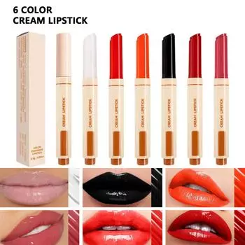 Макияж 6 цветов Push-on Lipstick Увлажняющая Невыцветающая Нелипкая Помада One Size красный