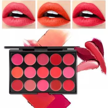 Макияж Бархатная матовая матовая 15 цветов Увлажняющая и питательная губная помада для губ Медовая пластина Водонепроницаемая палитра помад
