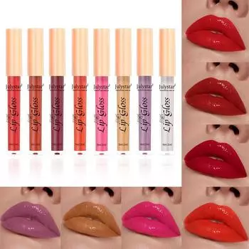 Макияж для губ 8 цветов Перламутровый блеск для губ Помада для губ и щек Easy Color Nonstick Cup Sexy Lip Glaze 01#