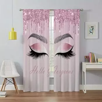 Макияж для ресниц, модный принт для глаз, затеняющая ткань для спальни, индивидуальная романтическая любовь, декоративная занавеска с крючком для украшения 1x50W60H(CM)&Hook
