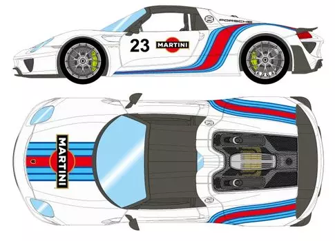 Макияж EIDOLON COLLECTION Porsche 918 Spider Weissach Package 2011 Белый Готовый продукт 1/43 (Мартини Страйп)