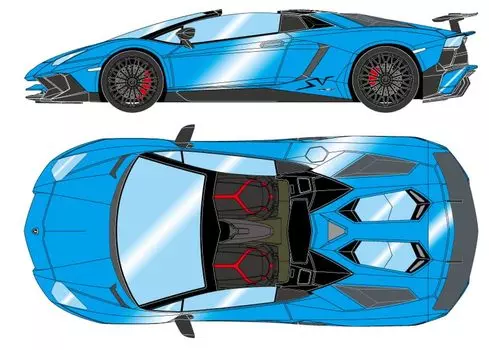 Макияж EIDOLON Lamborghini Aventador SV Roadster 2015 Pearl Blue Small SV Готовый продукт 1/18 LP750-4 (Черный логотип)