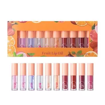 Макияж Fruit Mirror Lip Glaze Увлажняющий десятицветный набор Water Gloss Lip Gloss Lipstick.25ML One Size
