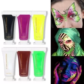 Макияж на Хэллоуин, тело, лицо, краска, паста, эффектная водорастворимая флуоресцентная краска для граффити