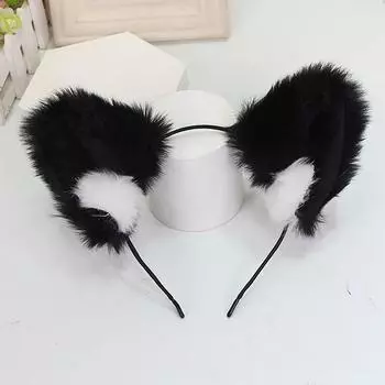 Макияж Умывание Лица Женский Аксессуар для Волос Ободок с Кошачьими Ушками Корейский Стиль Обруч для Головы Женская Повязка для Волос чёрный