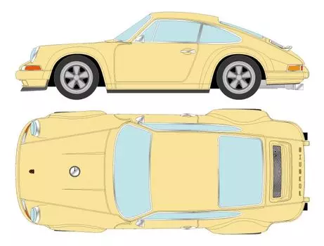 Макияж VISION Singer 911 Coupe Пастельно-желтый Готовый продукт 1/43 (964)