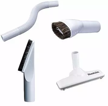 Makita Cleaner Tip Attachment 4 Piece White Set Round Brush Shelf Brush Flexible Hose Carpet Nozzle DX (Snow Color) A-65947 + A-65931 + A-65925 +