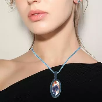 Макраме макраме Содалитовое ожерелье Ожерелье Перуанская нить и плетение из камней