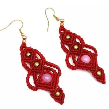 Макраме нити макраме драгоценный камень с латунными украшениями макраме серьги 2